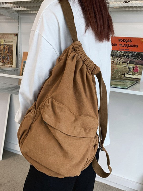 Canvas Ruched Drawstring Backpack