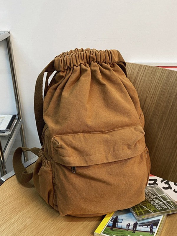 Canvas Ruched Drawstring Backpack