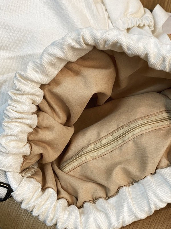Canvas Ruched Drawstring Backpack