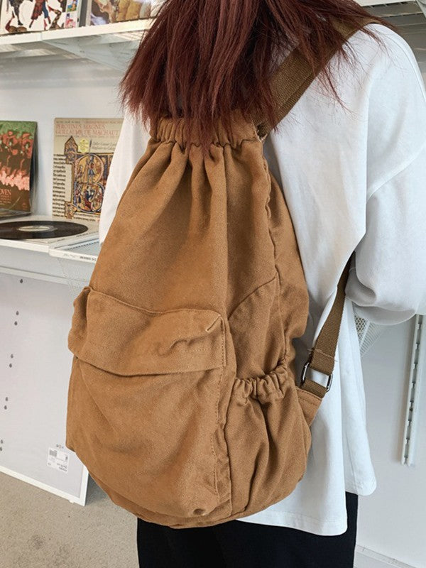 Canvas Ruched Drawstring Backpack