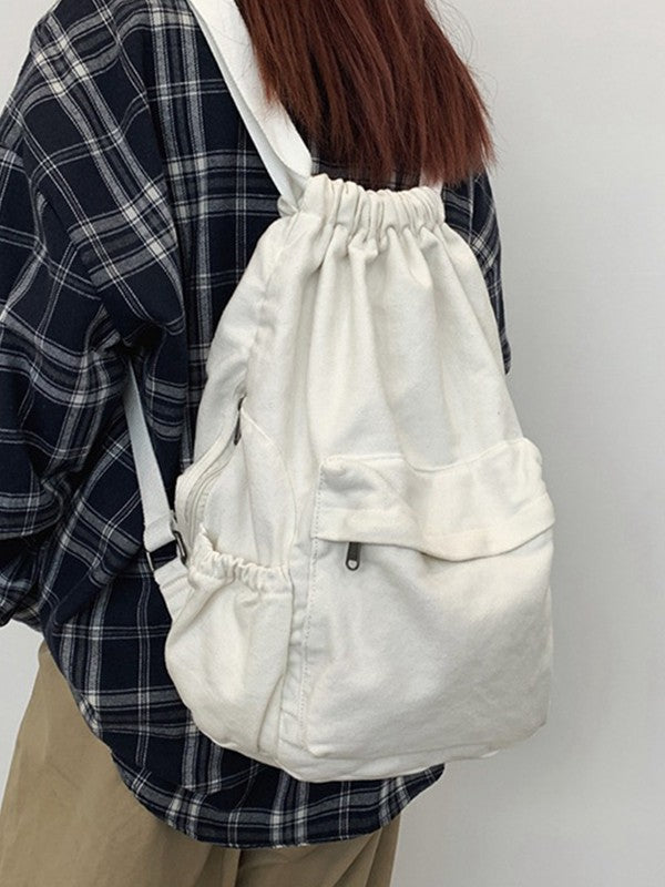 Canvas Ruched Drawstring Backpack