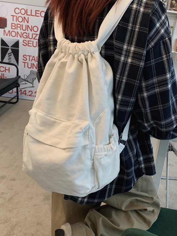 Canvas Ruched Drawstring Backpack