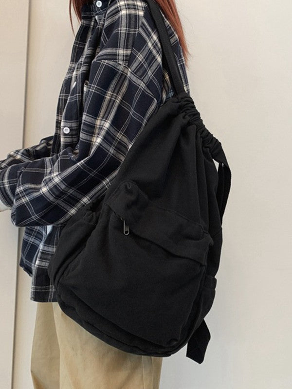Canvas Ruched Drawstring Backpack