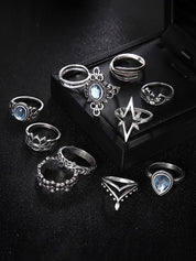 11pcs Vintage Mixed Pattern Ring Set