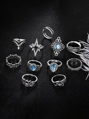 11pcs Vintage Mixed Pattern Ring Set