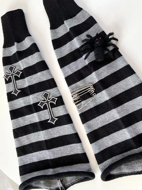 Punk Cross Striped Leg Warmer