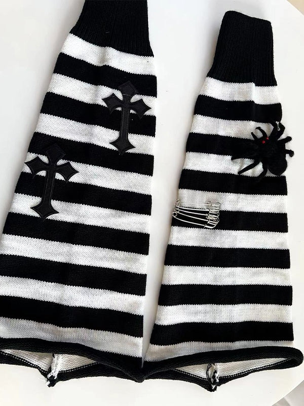 Punk Cross Striped Leg Warmer