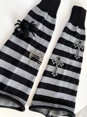 Punk Cross Striped Leg Warmer
