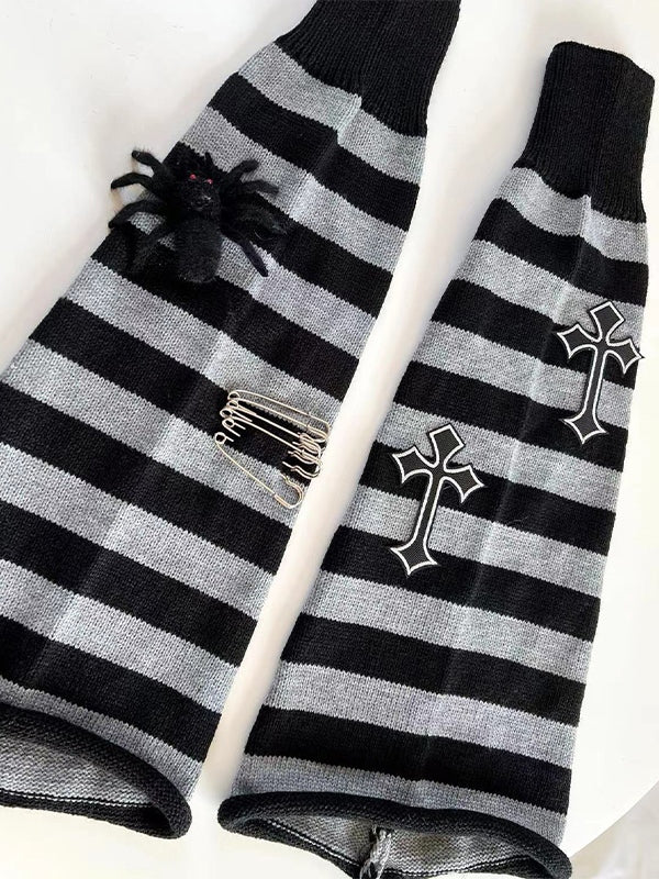 Punk Cross Striped Leg Warmer