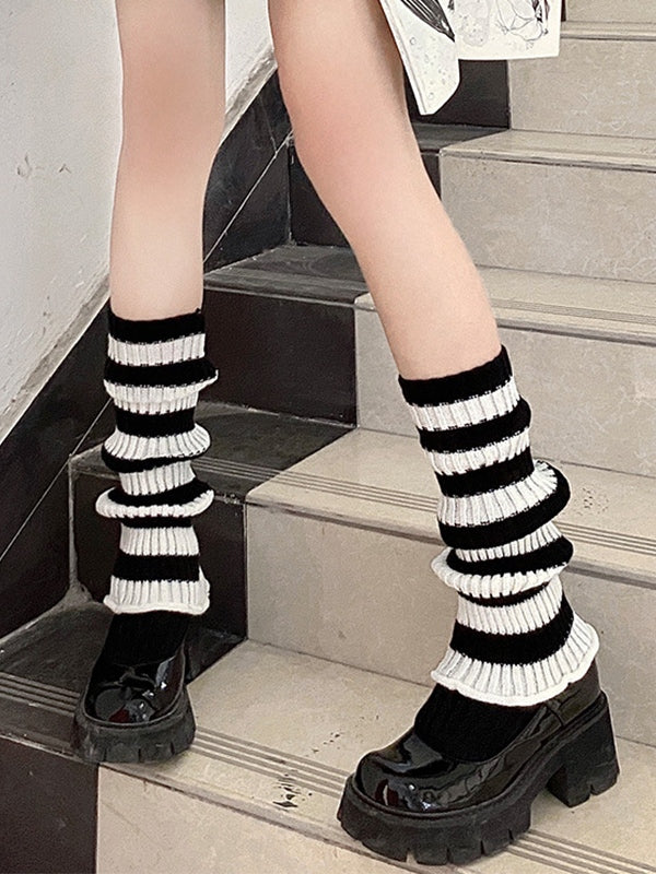 Vintage Striped Knitted Leg Warmer