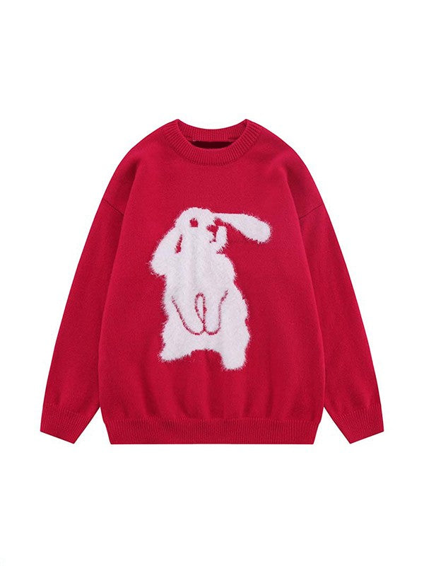 Men's Crew Neck Bunny Pullover Sweater