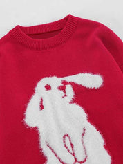 Men's Crew Neck Bunny Pullover Sweater