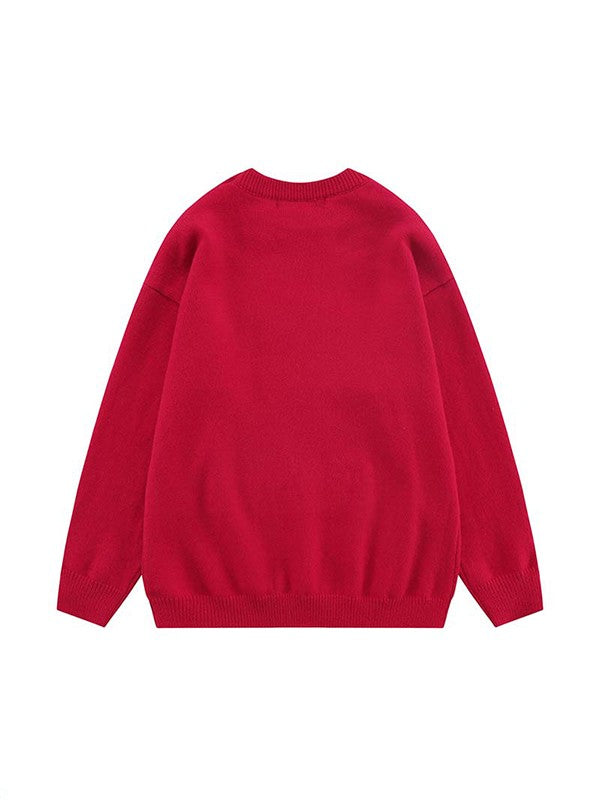 Men's Crew Neck Bunny Pullover Sweater