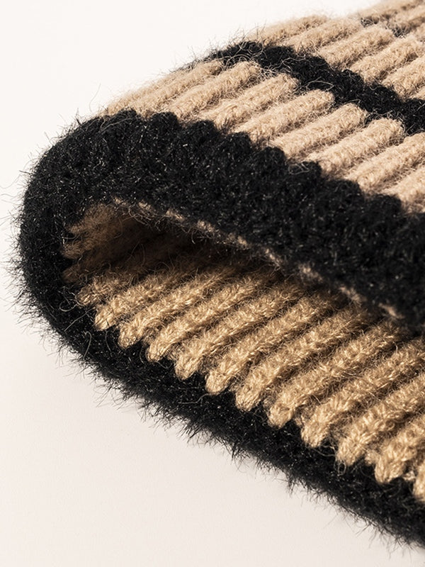 Vintage Striped Knitted Beanie Hat