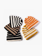 Vintage Striped Knitted Beanie Hat