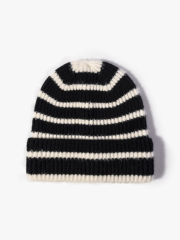 Vintage Striped Knitted Beanie Hat