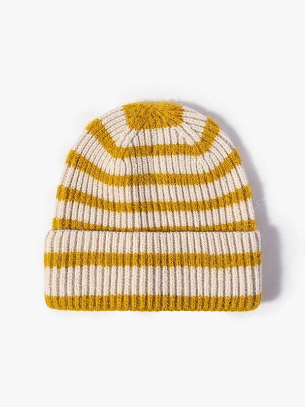 Vintage Striped Knitted Beanie Hat