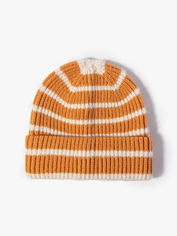 Vintage Striped Knitted Beanie Hat