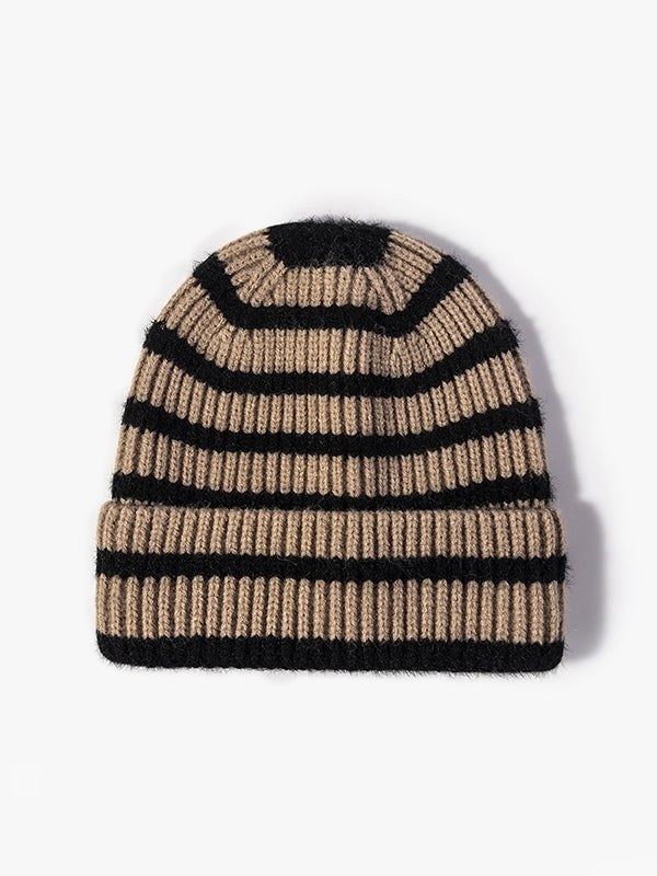 Vintage Striped Knitted Beanie Hat