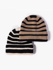 Vintage Striped Knitted Beanie Hat
