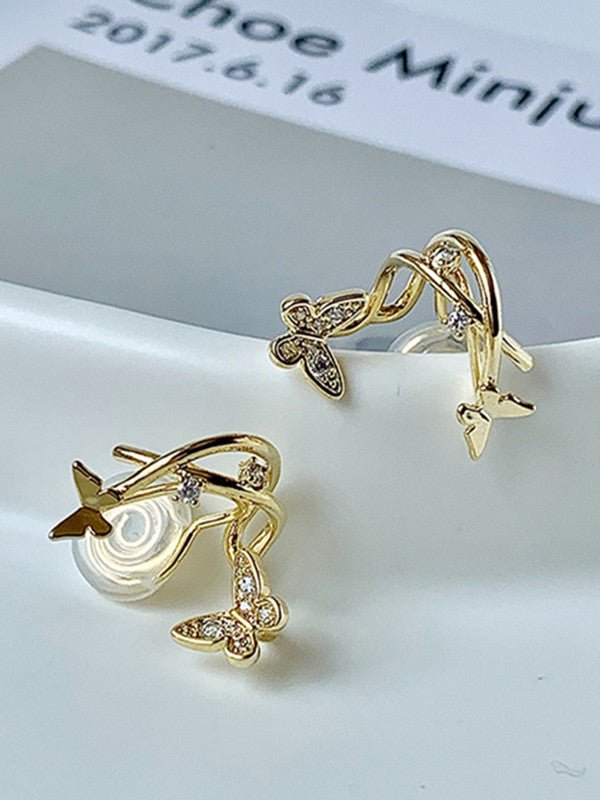 Rhinestone Butterfly Ear Cuffs