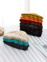 Safety Pin Distressed Knitted Beanie Hat