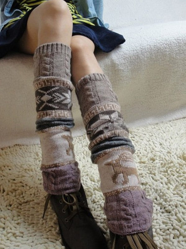 Christmas Jacquard Knitted Leg Warmer