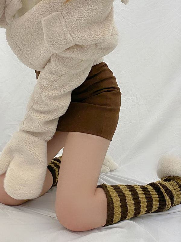 Vintage Striped Ribbed Knit Leg Warmer