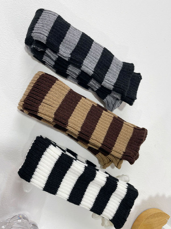 Vintage Striped Ribbed Knit Leg Warmer