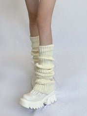 Warm Solid Color Ribbed Knit Leg Warmer