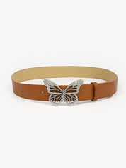 Rhinestone Butterfly Pu Leather Belt