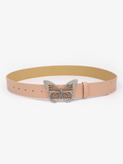 Rhinestone Butterfly Pu Leather Belt