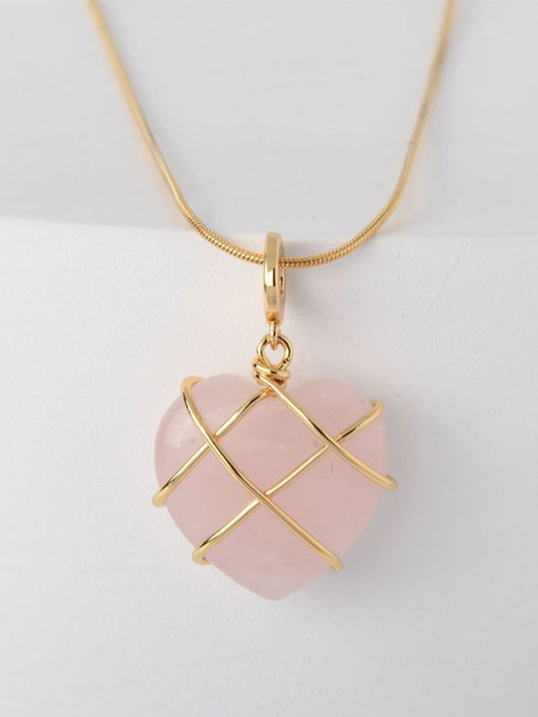 Chunky Stone Heart Pendant Necklace