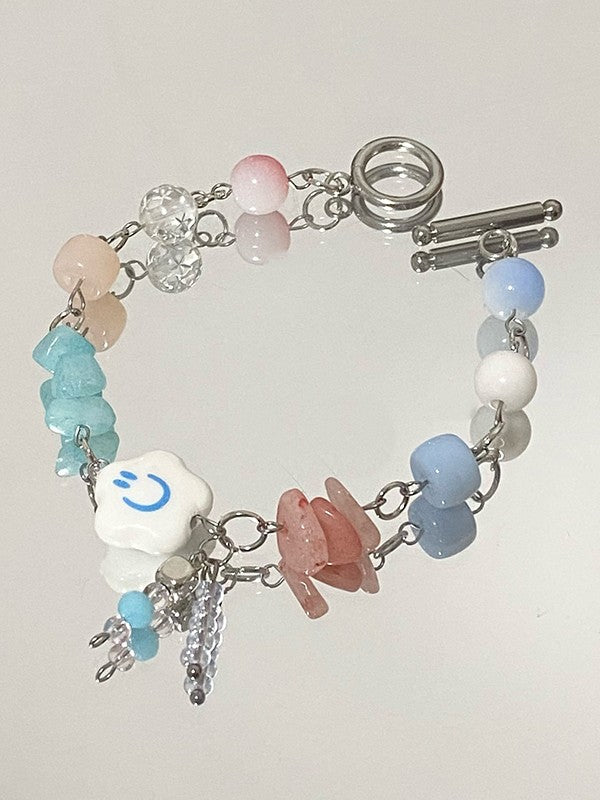Cloud Stone Beads Toggle Bracelet