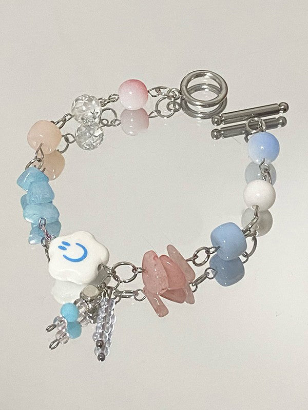 Cloud Stone Beads Toggle Bracelet