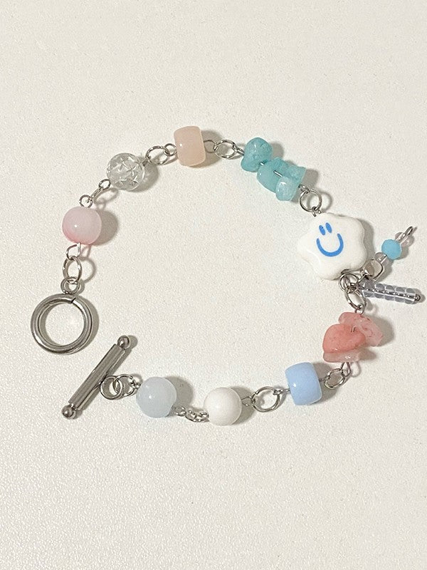 Cloud Stone Beads Toggle Bracelet
