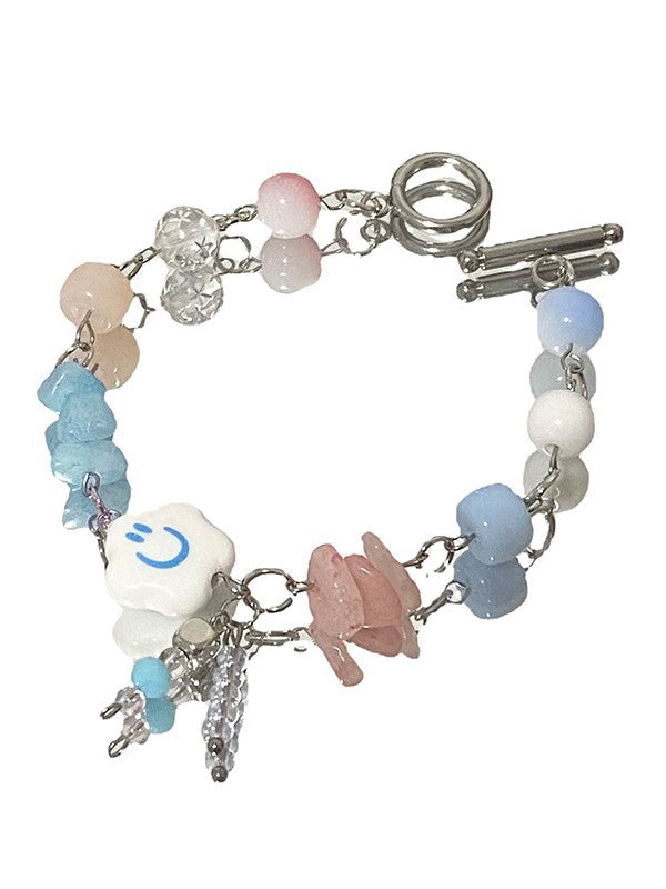 Cloud Stone Beads Toggle Bracelet