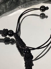 Black Lion Pendant Braided Rope Bracelet