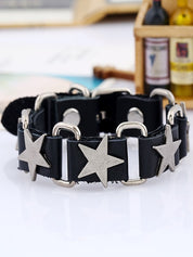 Metal Star Charm Pu Leather Bracelet