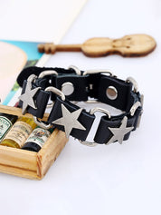 Metal Star Charm Pu Leather Bracelet