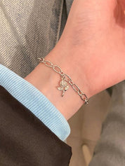 Floral Pendant Link Chain Bracelet