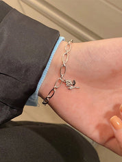 Floral Pendant Link Chain Bracelet