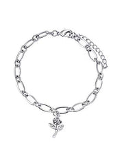 Floral Pendant Link Chain Bracelet