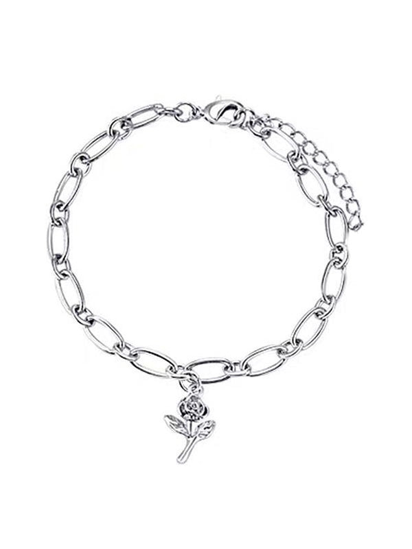 Floral Pendant Link Chain Bracelet