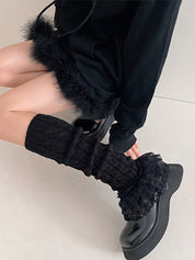 Ruffle Lace Cable Knit Leg Warmer