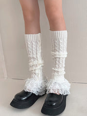 Ruffle Lace Cable Knit Leg Warmer