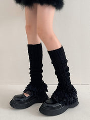 Ruffle Lace Cable Knit Leg Warmer