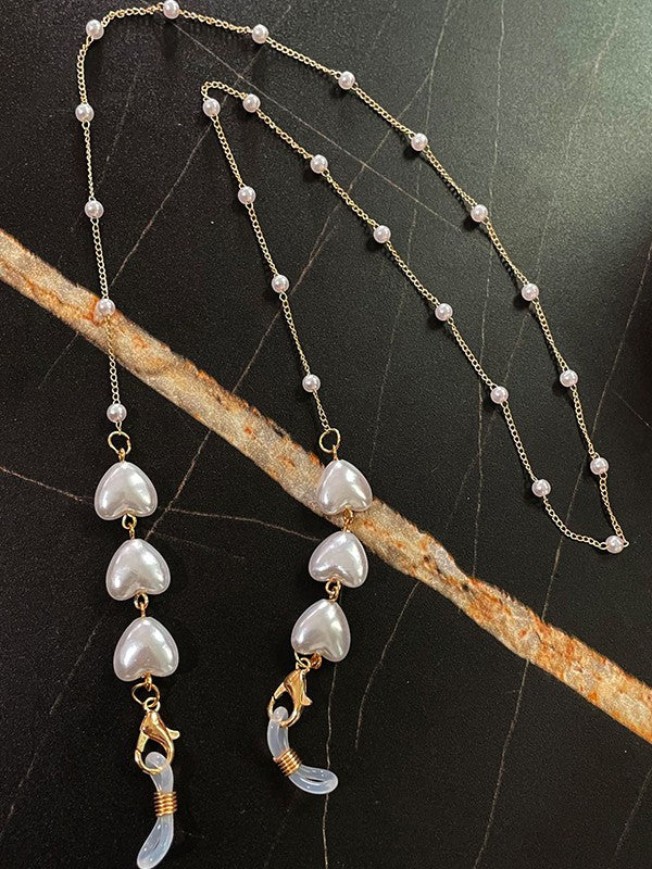 Heart Pattern Faux Pearl Eye Glasses Chain