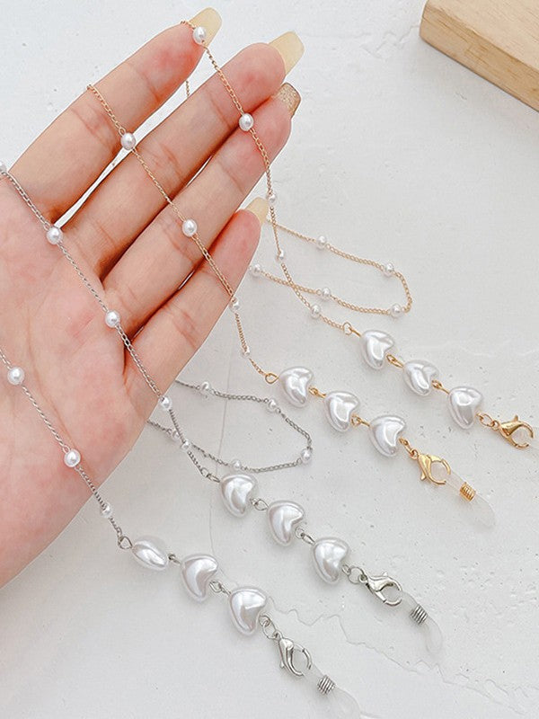 Heart Pattern Faux Pearl Eye Glasses Chain