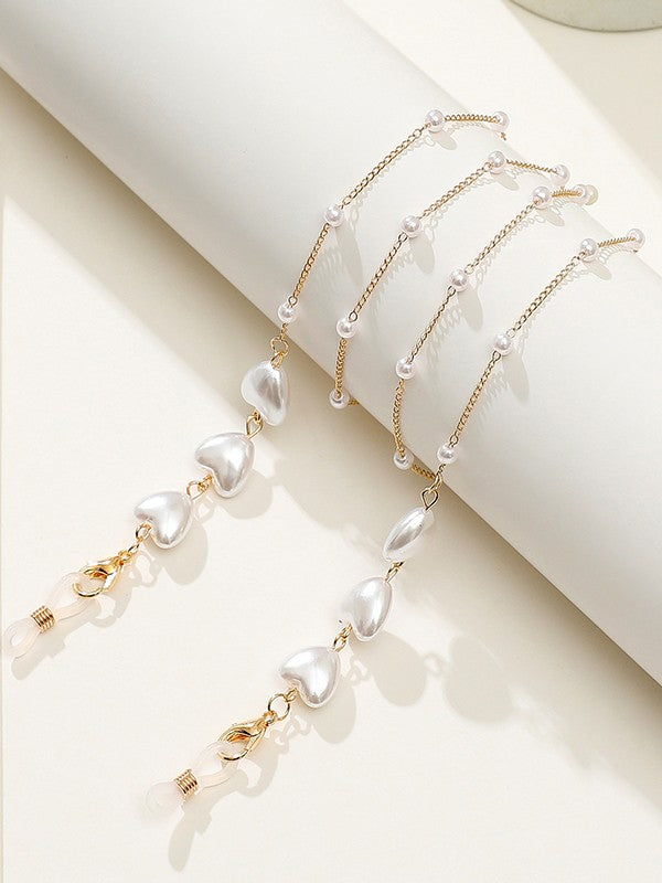Heart Pattern Faux Pearl Eye Glasses Chain